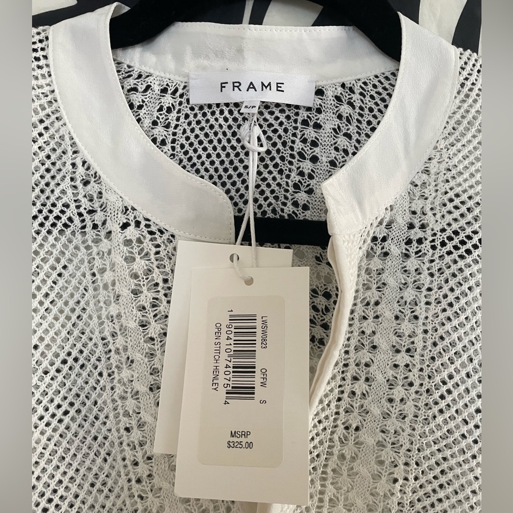FRAME Linen Open Stitch Henley Shirt size Small - Picture 4 of 6